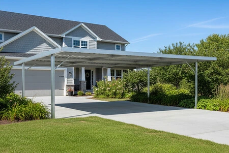 Double gable roof carport in Mist Green